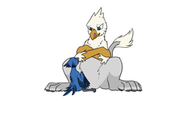 Size: 1851x1234 | Tagged: safe, artist:theandymac, edit, oc, oc only, oc:aevery, oc:der, species:griffon, avian, color edit, colored, crossed arms, duo, micro, sitting, sketch, tongue out