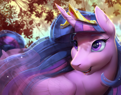 Size: 3150x2475 | Tagged: safe, artist:viwrastupr, character:pinkie pie, character:twilight sparkle, character:twilight sparkle (alicorn), species:alicorn, species:pony, episode:the last problem, g4, my little pony: friendship is magic, crown, cutie mark, end of ponies, female, folded wings, jewelry, mare, older, older twilight, open mouth, regalia, smiling, solo, wingding eyes, wings