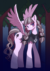 Size: 566x800 | Tagged: safe, artist:unousaya, character:inky rose, species:pegasus, species:pony, clothing, digital art, female, mare, solo, tree