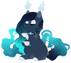 Size: 1024x896 | Tagged: safe, artist:azure-art-wave, oc, oc:upcoming rain, species:pony, cup, female, mare, original species, scented pony, simple background, solo, teacup, transparent background