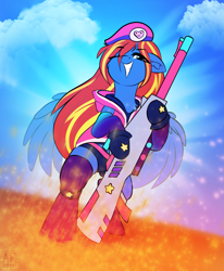 Size: 2995x3627 | Tagged: safe, artist:airfly-pony, rcf community, oc, oc:windy whisperwind, species:pony, arcade caitlyn, caitlyn, league of legends, rule 63, sniper, solo