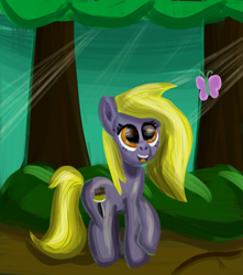 Size: 1699x1926 | Tagged: safe, artist:platinumdrop, oc, oc only, unnamed oc, species:earth pony, species:pony, butterfly, solo
