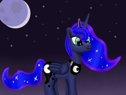 Size: 1920x1440 | Tagged: safe, artist:platinumdrop, character:princess luna, species:alicorn, species:pony, female, mare, moon, smiling, solo