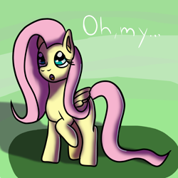 Size: 1920x1920 | Tagged: safe, artist:platinumdrop, character:fluttershy, species:pegasus, species:pony, female, mare, oh my, solo