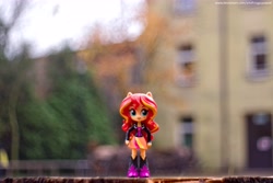 Size: 6016x4012 | Tagged: safe, artist:artofmagicpoland, character:sunset shimmer, my little pony:equestria girls, bokeh, doll, equestria girls minis, eqventures of the minis, female, solo, toy