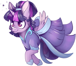 Size: 2209x1918 | Tagged: safe, artist:cutepencilcase, character:twilight sparkle, character:twilight sparkle (alicorn), species:alicorn, species:pony, episode:the last problem, g4, my little pony: friendship is magic, alternate hairstyle, cheek fluff, clothing, coronation dress, cute, dress, ear fluff, female, hoof shoes, leg fluff, mare, open mouth, outline, second coronation dress, simple background, solo, transparent background, twiabetes, two toned wings, wings