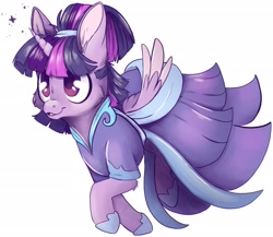 Size: 2048x1778 | Tagged: safe, alternate version, artist:cutepencilcase, character:twilight sparkle, character:twilight sparkle (alicorn), species:alicorn, species:pony, episode:the last problem, g4, my little pony: friendship is magic, alternate hairstyle, cheek fluff, clothing, coronation dress, cute, dress, ear fluff, female, leg fluff, mare, open mouth, second coronation dress, simple background, solo, twiabetes, white background