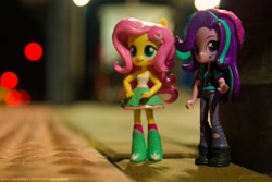 Size: 1024x683 | Tagged: safe, artist:artofmagicpoland, character:fluttershy, character:starlight glimmer, my little pony:equestria girls, doll, equestria girls minis, female, irl, photo, toy, train station