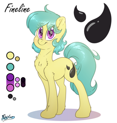 Size: 2200x2300 | Tagged: safe, artist:fluffyxai, oc, oc:fineline, species:earth pony, species:pony, eye clipping through hair, female, mare, reference sheet, smiling, standing