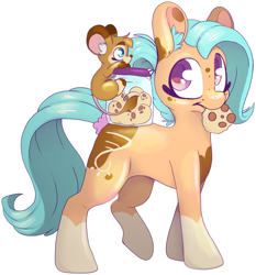 Size: 3816x4096 | Tagged: safe, artist:cutepencilcase, oc, oc only, oc:galinn light, oc:pencilcase, species:earth pony, species:pony, cookie, cookie in mouth, cookie jar, eating, female, food, furry, furry oc, mare, smiling, walking