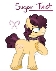 Size: 1156x1468 | Tagged: safe, artist:mintoria, oc, oc:sugar twist, parent:cheese sandwich, parent:pinkie pie, parents:cheesepie, species:earth pony, species:pony, choker, male, offspring, simple background, solo, spiked choker, stallion, transparent background