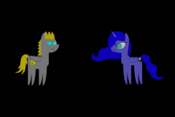 Size: 1080x720 | Tagged: source needed, safe, artist:platinumdrop, character:princess luna, oc, oc:platinumdrop, species:pony, animated, duke nukem, pointy ponies, simple background, sound, webm
