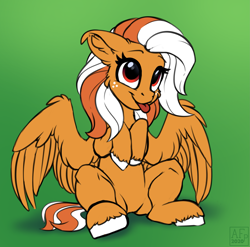 Size: 3201x3158 | Tagged: safe, artist:airfly-pony, oc, oc only, oc:sweet cream, species:pegasus, species:pony, blep, cute, female, shy, sitting, tongue out