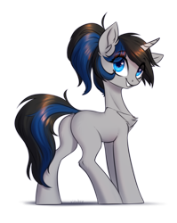 Size: 1300x1630 | Tagged: safe, artist:vincher, oc, oc only, species:pony, species:unicorn, butt, chest fluff, female, mare, plot, simple background, smiling, solo, transparent background