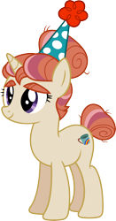 Size: 4000x7628 | Tagged: safe, artist:jeatz-axl, character:morning roast, species:pony, species:unicorn, episode:amending fences, g4, my little pony: friendship is magic, absurd resolution, clothing, eyebrows, female, hat, mare, party hat, simple background, smiling, solo, transparent background, vector