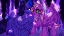 Size: 1041x581 | Tagged: safe, artist:dolorosacake, oc, species:pegasus, species:pony, flower, love, romantic, smiley face, wings, ych result