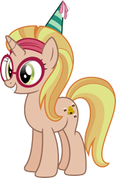 Size: 4000x6141 | Tagged: safe, artist:jeatz-axl, character:honey lemon, species:pony, species:unicorn, absurd resolution, big hero 6, bookseller, clothing, female, glasses, hat, headband, mare, party hat, ponified, simple background, transparent background, vector