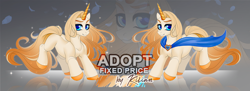 Size: 1398x509 | Tagged: safe, artist:dolorosacake, oc, species:pony, species:unicorn, adoptable, adopts, advertisement, auction, auction open, bid, bidding, colored hooves, male, stallion, zoom layer
