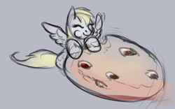 Size: 1260x786 | Tagged: safe, artist:viwrastupr, character:derpy hooves, cookie, female, food, ponyfest, ponyfest online, sketches from a hat, solo