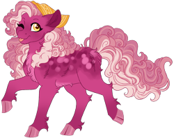 Size: 3215x2565 | Tagged: safe, artist:azure-art-wave, oc, oc only, oc:rosemary, parent:cheerilee, parent:clear skies, parents:cheerisky, species:earth pony, species:pony, cloven hooves, female, magical lesbian spawn, mare, offspring, one eye closed, simple background, solo, tongue out, transparent background, wink