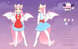 Size: 4096x2610 | Tagged: safe, artist:fensu-san, oc, oc only, oc:sunset sorbet, species:anthro, species:bat pony, explicit source, reference sheet, solo