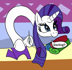 Size: 2048x1983 | Tagged: safe, artist:platinumdrop, character:rarity, species:pony, species:unicorn, darling, female, long neck, mare, necc, request, sewing needle, solo