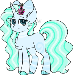 Size: 988x1009 | Tagged: safe, artist:mintoria, oc, species:pony, species:unicorn, female, flower, flower in hair, mare, simple background, solo, transparent background
