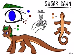 Size: 2272x1702 | Tagged: safe, artist:lrusu, oc, oc only, oc:sugar dawn, species:pony, alp-luachra, blue eyes, commission, female, freckles, original species, ponified, reference sheet, smiling, smiling at you