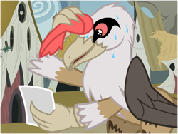 Size: 800x600 | Tagged: safe, artist:flash equestria photography, oc, oc only, oc:grimm tales, species:griffon, griffon oc, meme, photo, solo, sweat, sweating profusely