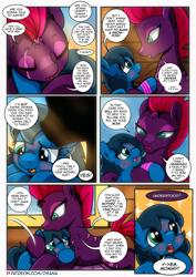 Size: 2480x3508 | Tagged: safe, artist:dsana, character:fizzlepop berrytwist, character:tempest shadow, oc, oc:lullaby dusk, species:pegasus, species:pony, species:unicorn, comic:a storm's lullaby, broken horn, bruised, comic, cute, dialogue, female, filly, foal, horn, mama tempest, mare, questionable series, scar, semi-grimdark series
