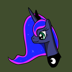 Size: 1200x1200 | Tagged: safe, artist:platinumdrop, character:princess luna, species:alicorn, species:pony, female, mare, simple background, smiling