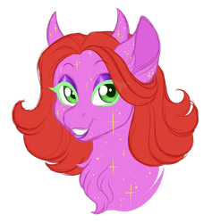 Size: 1024x1078 | Tagged: safe, artist:azure-art-wave, oc, oc:roxie love, species:pony, bust, female, horns, mare, portrait, simple background, solo, transparent background