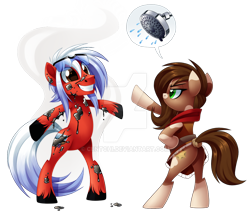 Size: 1024x882 | Tagged: safe, artist:centchi, oc, oc only, oc:axel rose, oc:sheriff pinto, species:earth pony, species:pony, bipedal, female, male, mare, oil, shower head, stallion