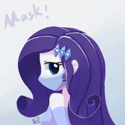 Size: 800x800 | Tagged: safe, artist:howxu, character:rarity, my little pony:equestria girls, coronavirus, covid-19, face mask, female, looking at you, looking back, looking back at you, mask, solo