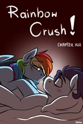 Size: 1024x1536 | Tagged: safe, artist:lrusu, character:rainbow dash, character:soarin', species:pegasus, species:pony, comic:rainbow crush, ship:soarindash, blushing, fanfic, fanfic art, fanfic cover, female, male, shipping, straight