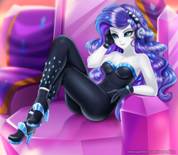 Size: 1200x1043 | Tagged: safe, artist:racoonsan, edit, editor:drakeyc, character:rarity, episode:the other side, g4, my little pony: equestria girls, my little pony:equestria girls, armpits, bare shoulders, beautiful, beautisexy, bodysuit, boots, breasts, clothing, color edit, colored, equestria girls edit, fabulous, female, gloves, headphones, high heel boots, high heels, pony coloring, sexy, shoes, skin color edit, sleeveless, solo, strapless, stupid sexy rarity, unitard