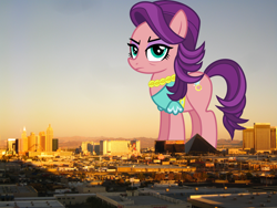 Size: 4000x3000 | Tagged: safe, artist:britta preusse, artist:jeatz-axl, character:spoiled rich, species:earth pony, species:pony, downtown, female, giant pony, giant/macro earth pony, giant/mega spoiled rich, highrise ponies, irl, las vegas, macro, mare, metropolis, nevada, photo, ponies in real life