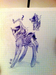 Size: 768x1024 | Tagged: safe, artist:kiwwsplash, oc, oc only, species:pegasus, species:pony, chibi, duo, graph paper, pegasus oc, sombra eyes, text, traditional art, wings