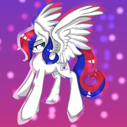 Size: 1024x1024 | Tagged: safe, artist:kiwwsplash, oc, oc only, species:pegasus, species:pony, abstract background, ponified, solo, south korea