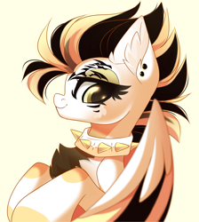 Size: 2880x3209 | Tagged: safe, artist:airiniblock, rcf community, oc, oc only, species:pegasus, species:pony, collar, commission, cute, ear piercing, pegasus oc, piercing, solo, spiked collar, wings