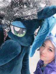 Size: 1538x2048 | Tagged: safe, artist:bunnyoxo, artist:kolshica, character:princess luna, character:trixie, species:human, clothing, cosplay, costume, fursuit, irl, irl human, photo, ponyfesta