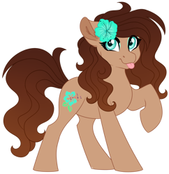 Size: 1024x1056 | Tagged: safe, artist:azure-art-wave, oc, oc:leilani lullaby, species:earth pony, species:pony, g4, female, flower, flower in hair, mare, simple background, solo, transparent background