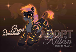 Size: 1341x916 | Tagged: safe, artist:dolorosacake, base used, oc, oc only, species:zebra, g4, adoptable, advertisement, hooves, paypal, smiling, solo, zebra oc