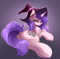 Size: 3138x3093 | Tagged: safe, artist:airiniblock, rcf community, oc, oc only, oc:orchid moon, species:pony, species:unicorn, g4, chest fluff, clothing, commission, ear fluff, hat, horn, unicorn oc