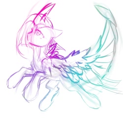 Size: 1024x1024 | Tagged: safe, artist:kiwwsplash, oc, oc only, species:pegasus, species:pony, g4, lineart, partial color, pegasus oc, simple background, solo, white background, wings