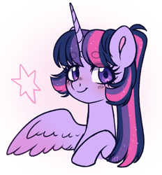 Size: 1229x1325 | Tagged: safe, artist:hawthornss, character:twilight sparkle, character:twilight sparkle (alicorn), species:alicorn, species:pony, g4, beanbrows, blushing, cute, eyebrows, eyebrows visible through hair, female, looking at you, simple background, smiling, solo, twiabetes, white background