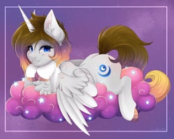 Size: 1920x1537 | Tagged: safe, artist:pvrii, oc, oc only, oc:pearl, species:alicorn, species:pony, g4, cloud, female, mare, solo