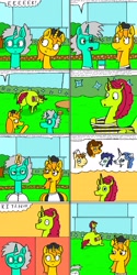 Size: 1600x3200 | Tagged: safe, artist:eternaljonathan, commissioner:bigonionbean, writer:bigonionbean, character:cheese sandwich, character:donut joe, character:fancypants, character:soarin', oc, species:alicorn, species:earth pony, species:pegasus, species:pony, species:unicorn, comic:super party fusion, g4, alicorn oc, butt, canterlot, canterlot castle, clothing, comic, cutie mark, dat ass was fat, dialogue, female, flank, fusion, glasses, horn, huge butt, jiggle, lab coat, large butt, magic, maid, male, mare, plot, scientist, screaming, stallion, thicc ass, wings
