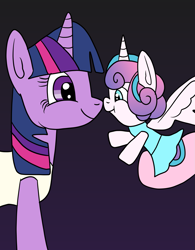 Size: 1247x1600 | Tagged: safe, artist:platinumdrop, character:princess flurry heart, character:twilight sparkle, character:twilight sparkle (unicorn), species:pony, species:unicorn, g4, aunt and niece, baby, baby pony, boop, noseboop, request