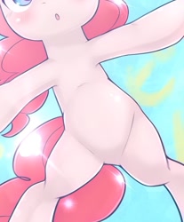 Size: 762x919 | Tagged: safe, artist:kurogewapony, edit, character:pinkie pie, species:earth pony, species:pony, g4, belly, bipedal, cropped, daily pinkie pie, featureless crotch, pictures of bellies, solo